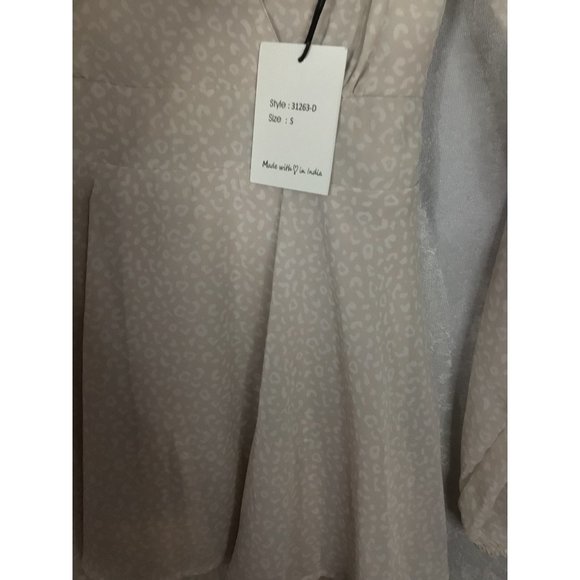 Japna Small A-Line Mini Dress Long Balloon Sleeve Layered Lined Tie Back V-Neck - Picture 7 of 12